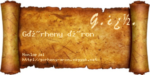 Görheny Áron névjegykártya